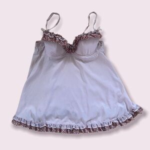 Victoria’s Secret mauve slip dress with plaid ruffle detail